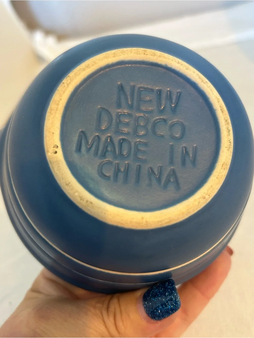 Debco stoneware Blue Striped Pouring Bowl